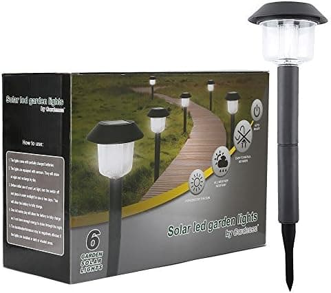 6 Solar Powered LED Garden Lights by Gardenen All Weather/Water Resistant - No Wire neeeded, Easy Installation – Rechargeable – Decorative - Great for Outdoor Garden – Patio - Walkway