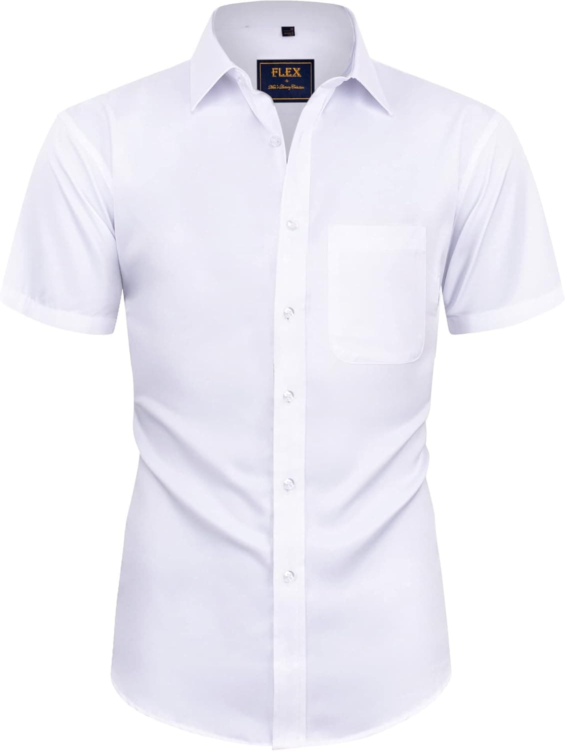 Alimens & Gentle Mens Short Sleeve Dress Shirts Wrinkle Free Solid Casual Button Down Shirts with Pocket