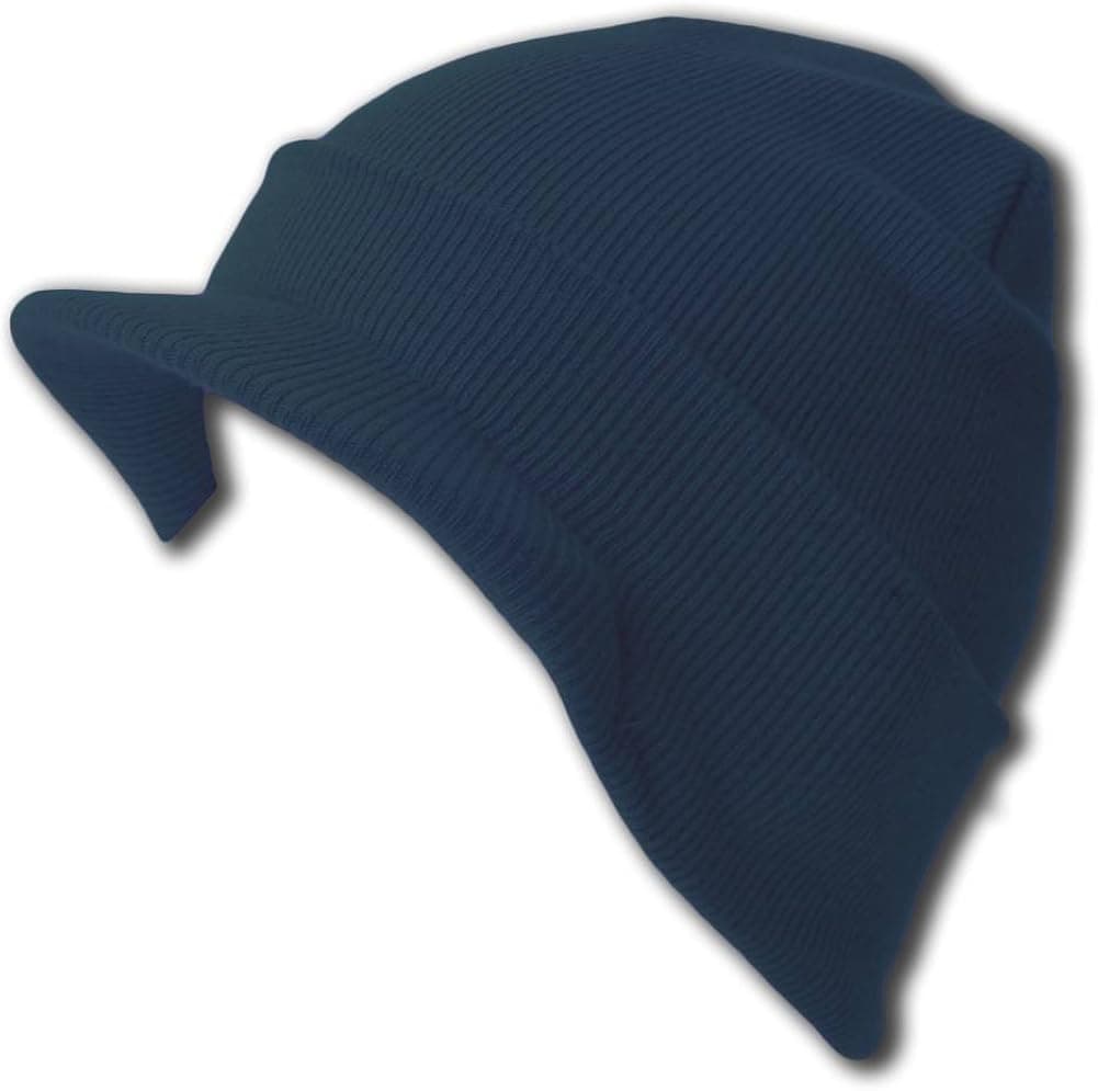 TOP HEADWEAR Knit Cuff Beanie Visor - Winter Wear/Sports - Navy Blue