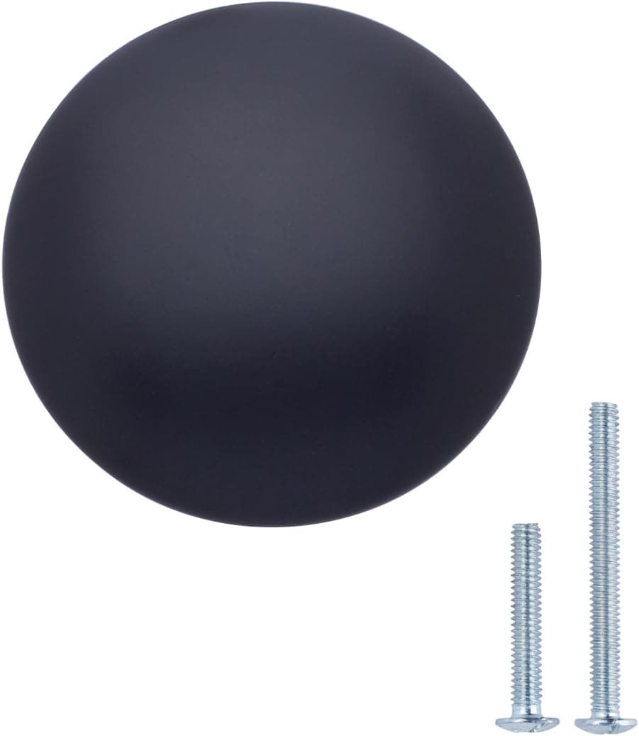 Amazon Basics Round Cabinet Knob, 1.18-inch Diameter, Flat Black, 10-Pack