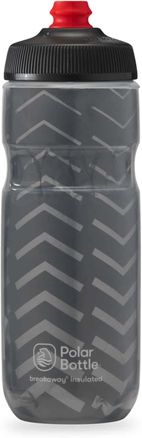 Polar Bottle Breakaway Insulated Bike Water Bottle - BPA Free, Cycling & Sports Squeeze Bottle (Bolt - Charcoal & Silver, 20 oz), Black Bolt