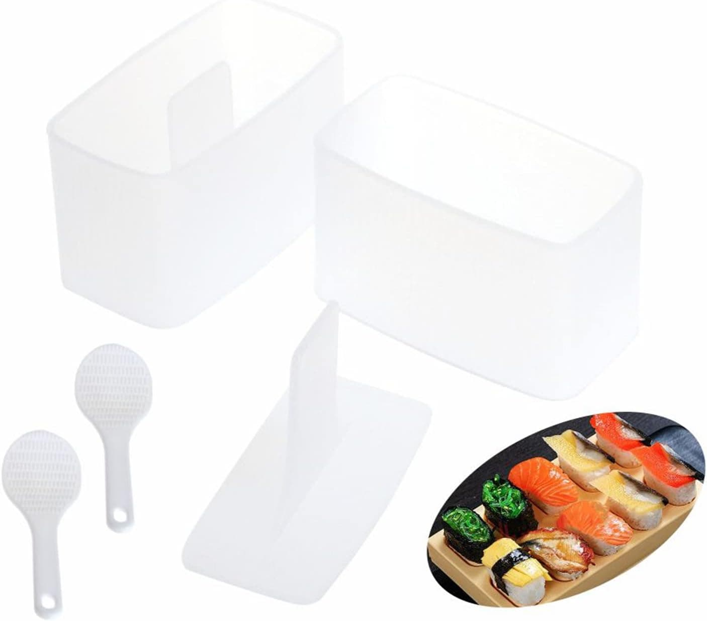 2 Pack of Non Stick Musubi Maker Press with 2 Small Rice Paddles . BPA Free, and Non-Toxic Musubi Rice Making Kit. Sushi Making Kit Onigiri Mould Luncheon Meat Press Hawaii Musubi Press Mould (4PCS)