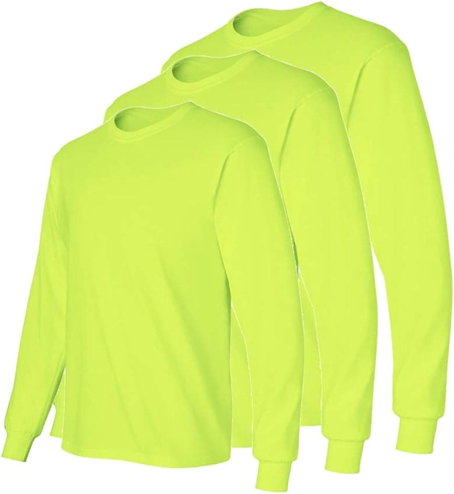 Fit In Basic Safety High Visibility Long Sleeve Construction Work Shirts Pack for Men