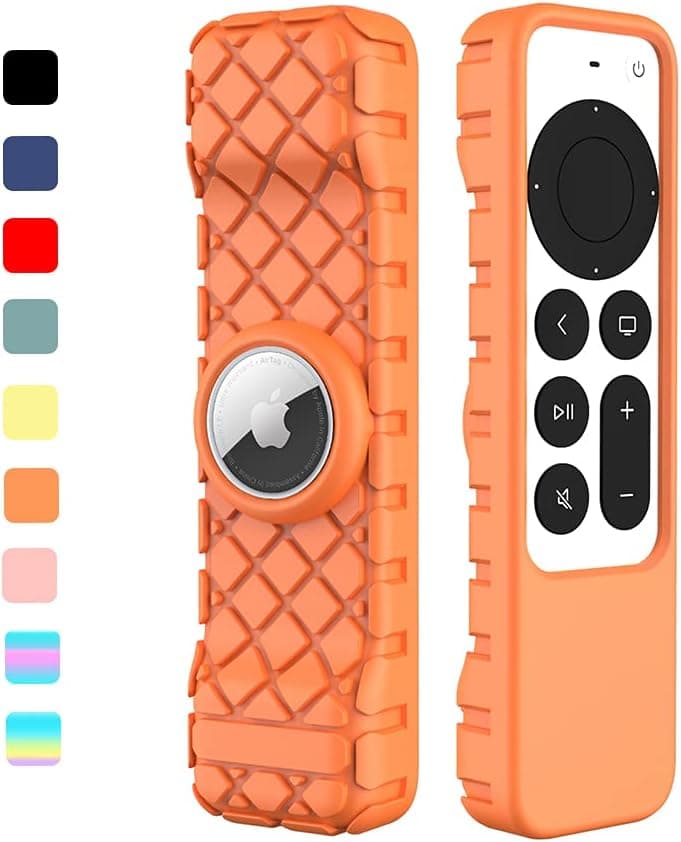 2021 Remote Case for Apple Siri Remote (2nd Gen),Anti-Lost Protective Anti-Slip Durable Silicon Shockproof Rubber Cover for Apple 4K HD TV Siri Remote (2nd Generation) AirTag Applicable (Orange)