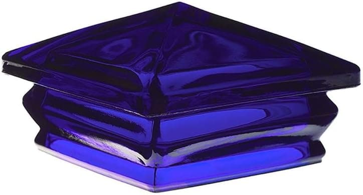 Woodway Glass Pyramid Post Cap, fits 5.5" Post, in Blue, 1 PC