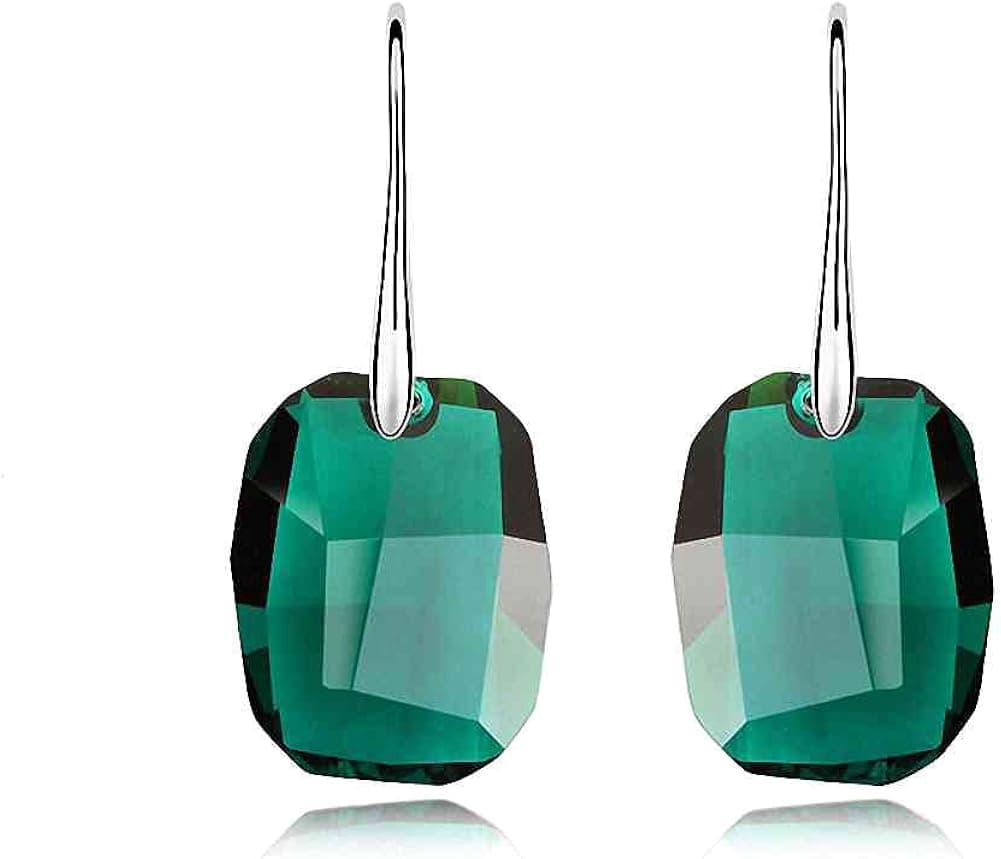 Silver Crystal Diamond Accent Wish Stone Fashion Earrings Studs Drop Set for Women, with a Gift Box, Made with SWAROVSKI Crystal,Green