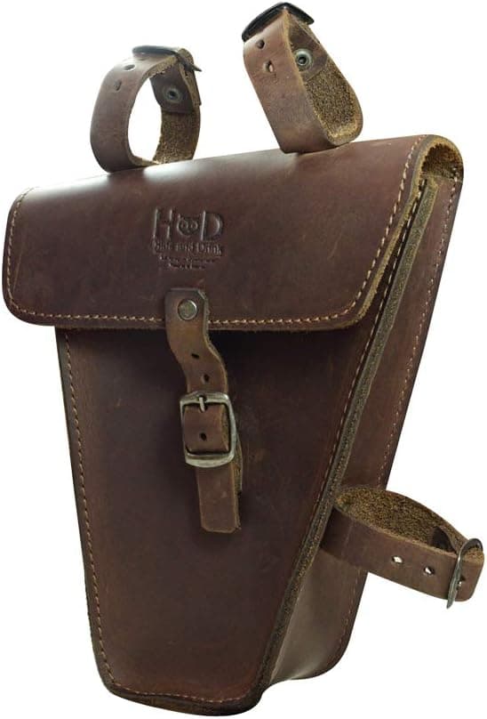 Hide & Drink, Rustic Leather Triangular Frame Bag for Bicycle, Bike Tool Pouch, Accessories, Repair Tools Storage Pouch, Biker Essentials, Handmade Includes 101 Year Warranty