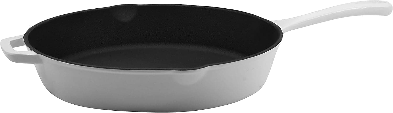 Cuisinart Open Round Cast Iron Skillet, 11 Inch, White