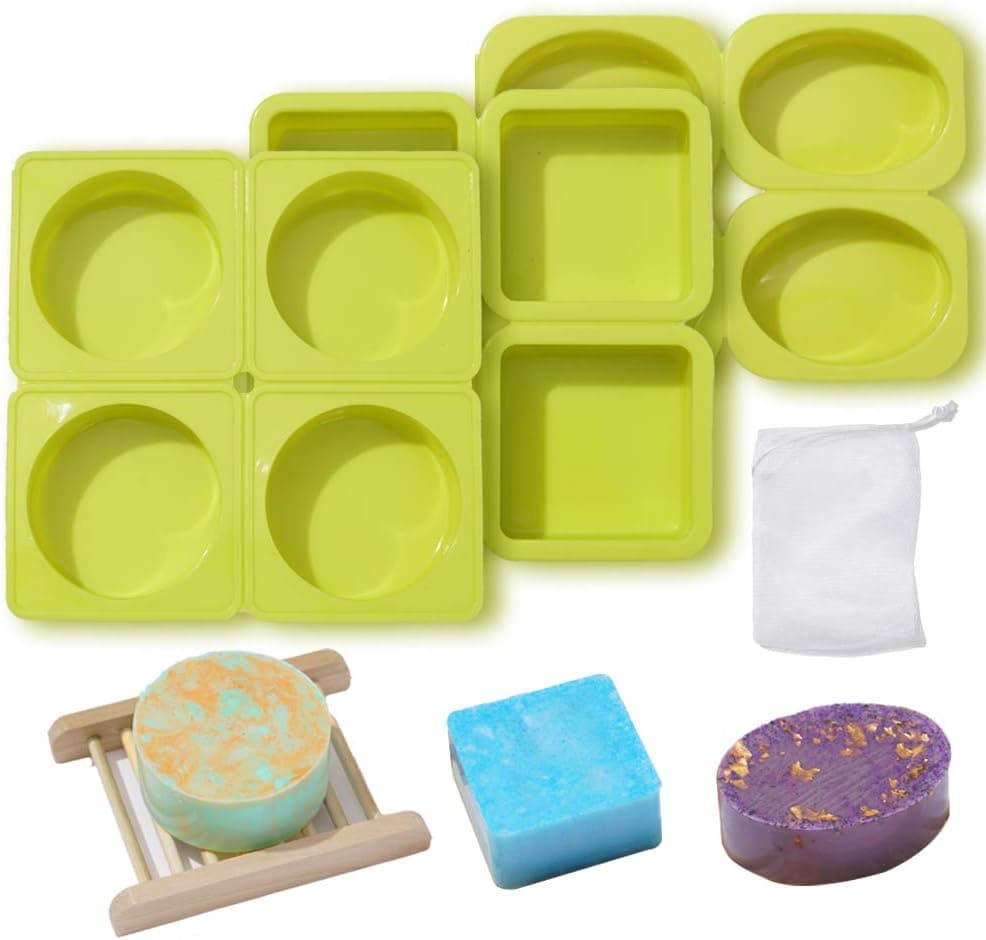 3 Pack Easy to Split Silicone Soap Models, Oval Silicone Models for Soap Making, Cake Baking Models ,Resin Model Candle Model for Homemade Craft(Oval & Square, Round)