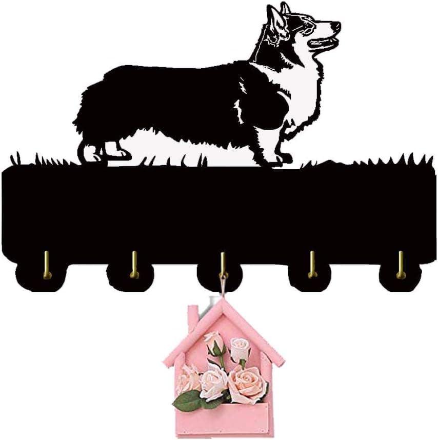 Welsh Corgi Key Hooks Wall Hook Heavy Duty 11LB(Max) Wall Decor Wood Coat Hooks Key Holder Key Hanger for Wall Entryway and Kitchen for Dog Lovers