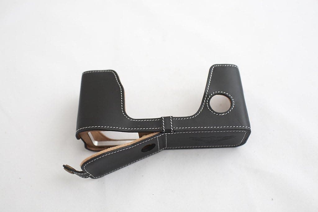 Handmade Genuine real Leather Half Camera Case bag cover for FUJIFILM X-Pro1 Black Bottom opening Version