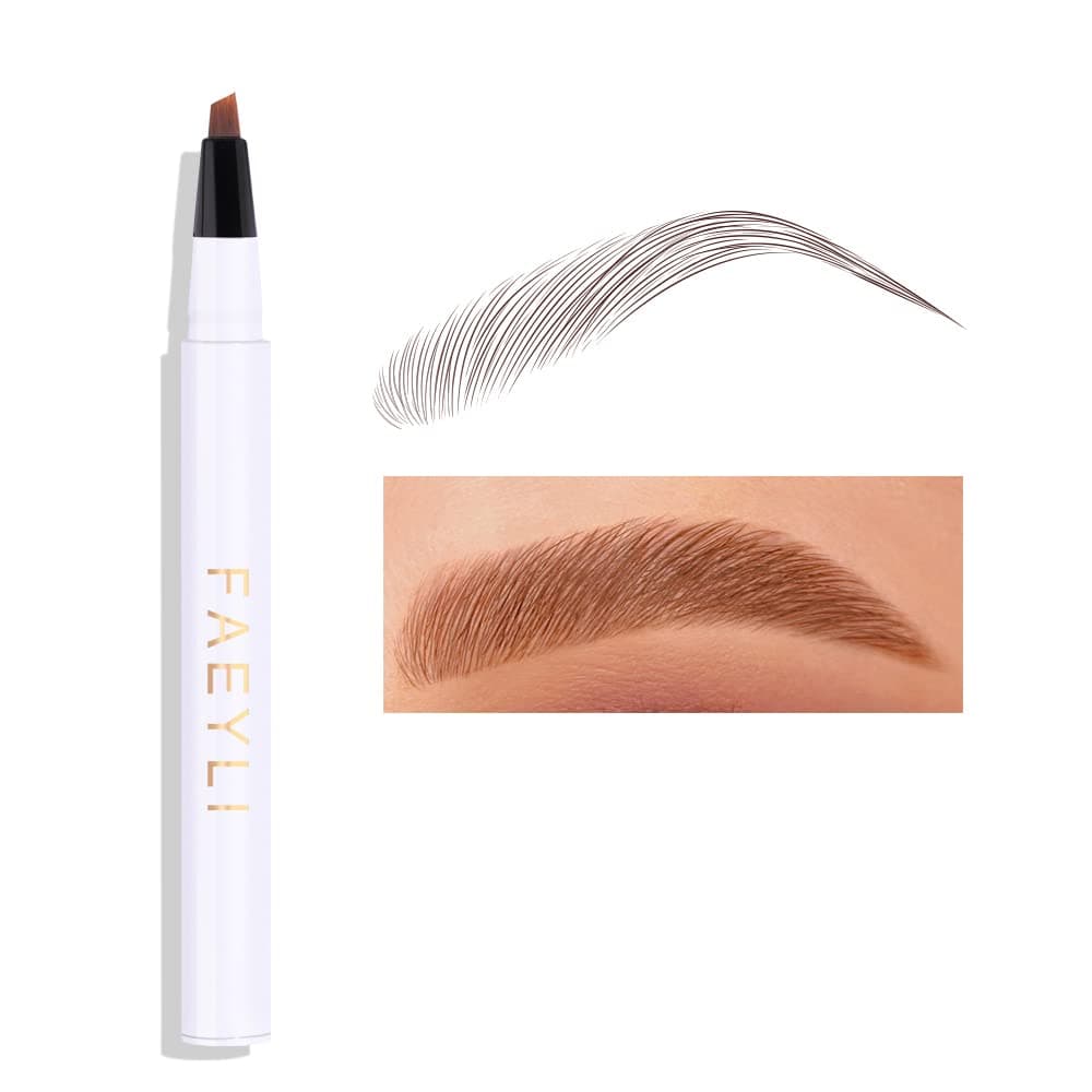 Long Lasting Waterproof Blonde Liquid Microblade Eyebrow Pencil Angled Bristle Tip Eye Brow Color Smudge-proof Tattoo Eyebrow Pen for Women Makeup