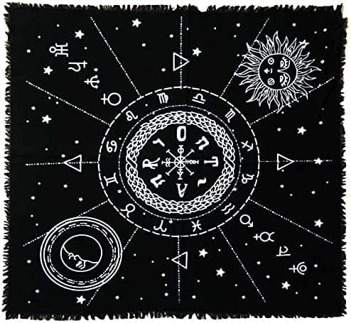 SHOOLIN Altar Cloth 12 Constellation Sun, Star & Moon Witchcraft Alter Tarot Spread Top Cloth Wiccan Square Spiritual 36X36 Inch Sacred Cloth