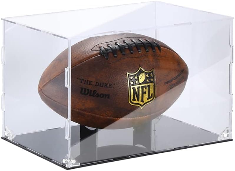 GMAXT Football Display Case,New Upgrade Acrylic Full Size,Football Case Display Case with Steel Brackets Hange and Removable Interior,Compatible with Adult Footballs,Youth Footballs,Kids Footballs