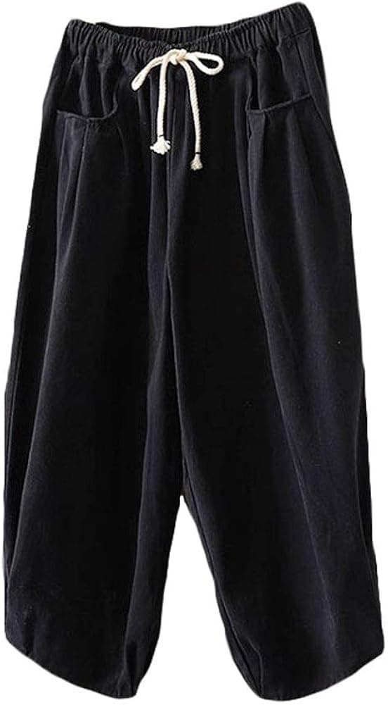 Mordenmiss Women's Baggy Drawstring Pants Wide Leg Pants Casual Elastic Waist Trousers