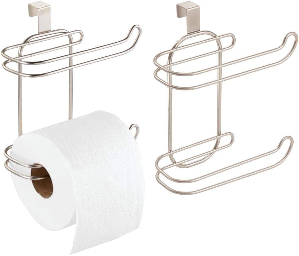 Metal Wire Over Tank Toilet Tissue Paper Roll Holder & Dispenser - 2 Rolls