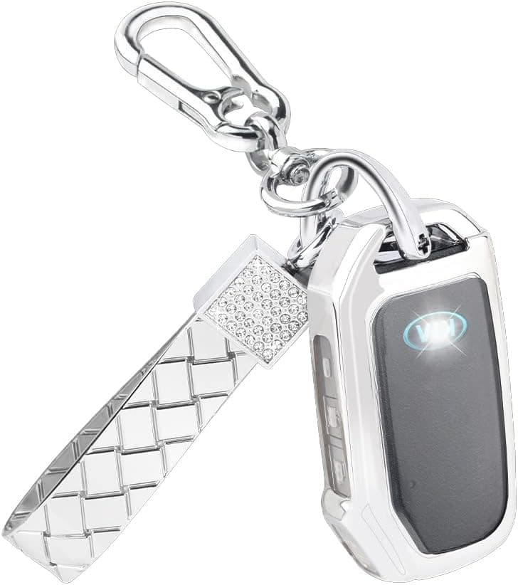 1797 Key Fob Cover for KIA Soul Forte K5 Sportage Telluride Seltos NIRO Cadenza Bling Keychain for Women Men TPU Silver