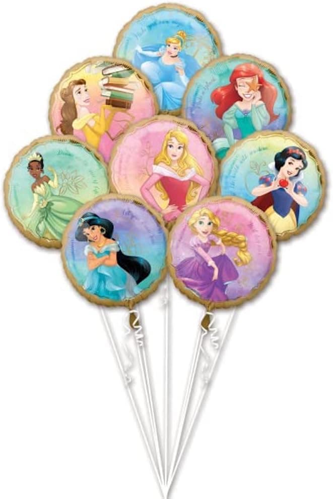 Mayflower Anagram Princess Once Upon A Time Foil Balloon Bouquet, Medium, Multicolor