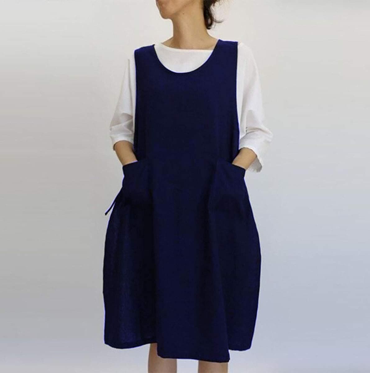 Japanese korean Style Apron Cotton Cooking Apron with Both Sides Waist Ties for kitchen Waitress Painting Gardening