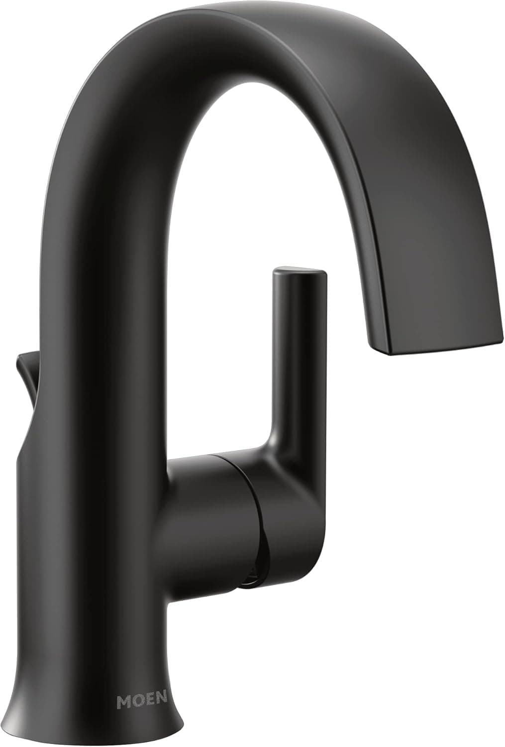 Moen Doux Matte Black One-Handle High Arc Laminar Stream Bathroom Faucet, S6910BL