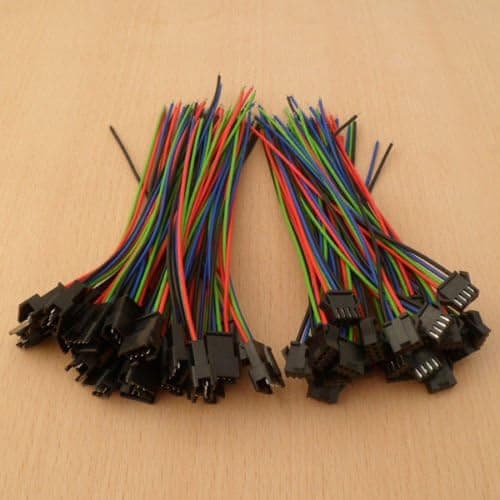 Seaboltd 40pcs Male&Female 4 Pin Connector with wire for 5050/3528 RGB Led Driver/Strip