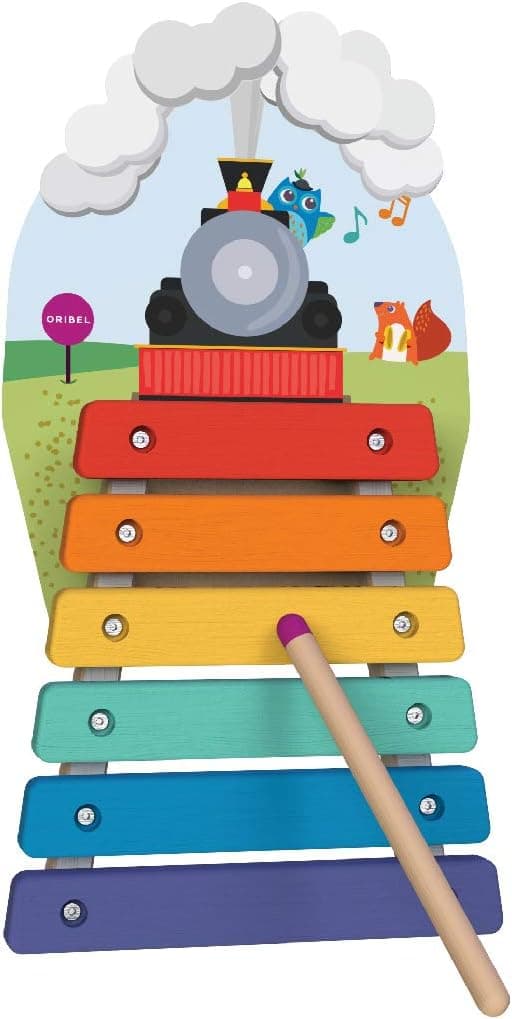 ORIBEL VertiPlay (Wall Toy) Xylophone Musical Rail Track, Wooden Toy and Nursery Room Decor | Easy to Install, Just Stick & Play