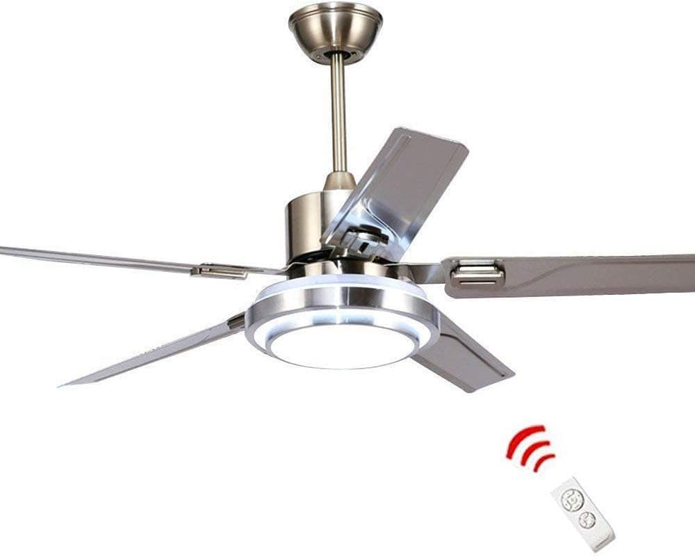 WestmHome 52 Inch LED Indoor Stainless Steel Ceiling Fan with Light and Remote Control /3 Speed/Reversible Motor for Home Decoration