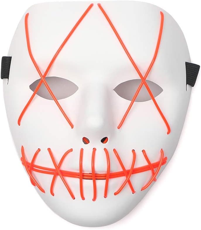 Ansee Scary Mask Halloween Cosplay Led Costume Mask El Wire Light Up Mask for Festival Parties (Red)