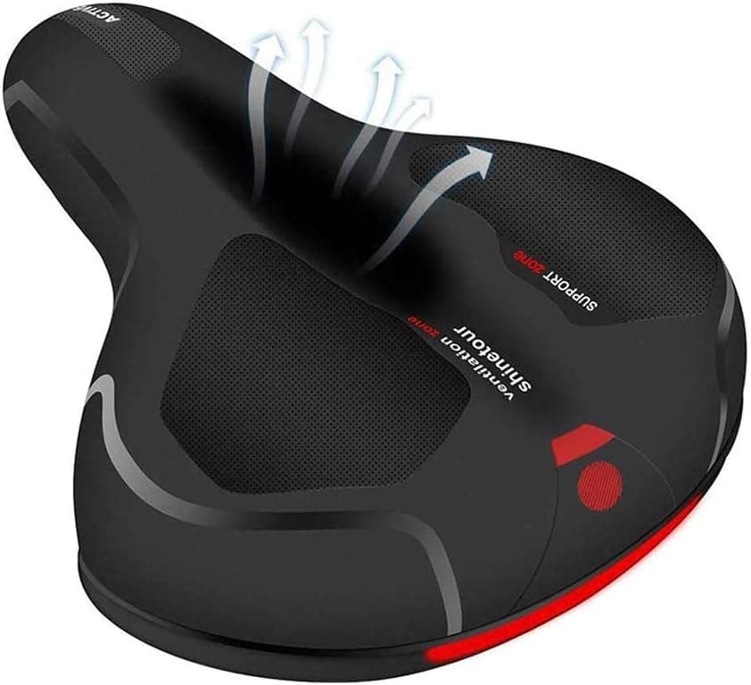 Comfort Bike Seat - Comfortable Memory Foam Wide Bicycle Gel Cushion Replacement with Dual Shock Absorbing Ball Saddle Including Allen Key for Men and Women
