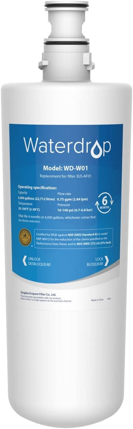 Waterdrop 3US-AF01 Undersink Water Filter, Replacement for Standard 3US-AF01, 3US-AS01, Aqua-Pure AP Easy C-CS-FF, WHCF-SRC, WHCF-SUFC, WHCF-SUF, NSF/ANSI 42 Certified, Pack of 1