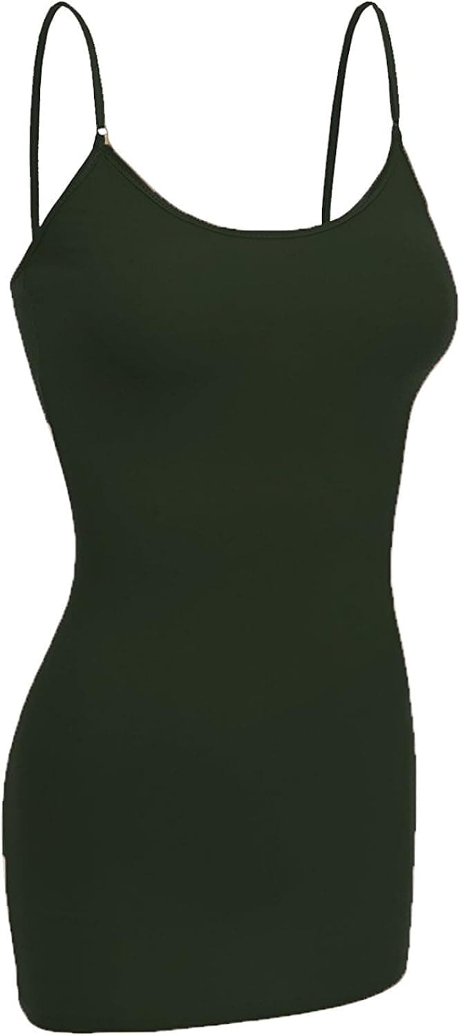 Emmalise Women's Basic Casual Long Camisole Adjustable Strap Cami Layering Top