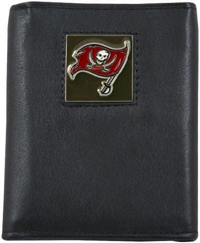 NFL Tampa Bay Buccaneers Black Tri-Fold Leather Executive Wallet -