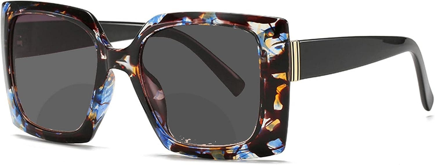 Bifocal Reading Glasses Women Large Frame Bifocal Readers Vintage Fashion Flower Sunglasses