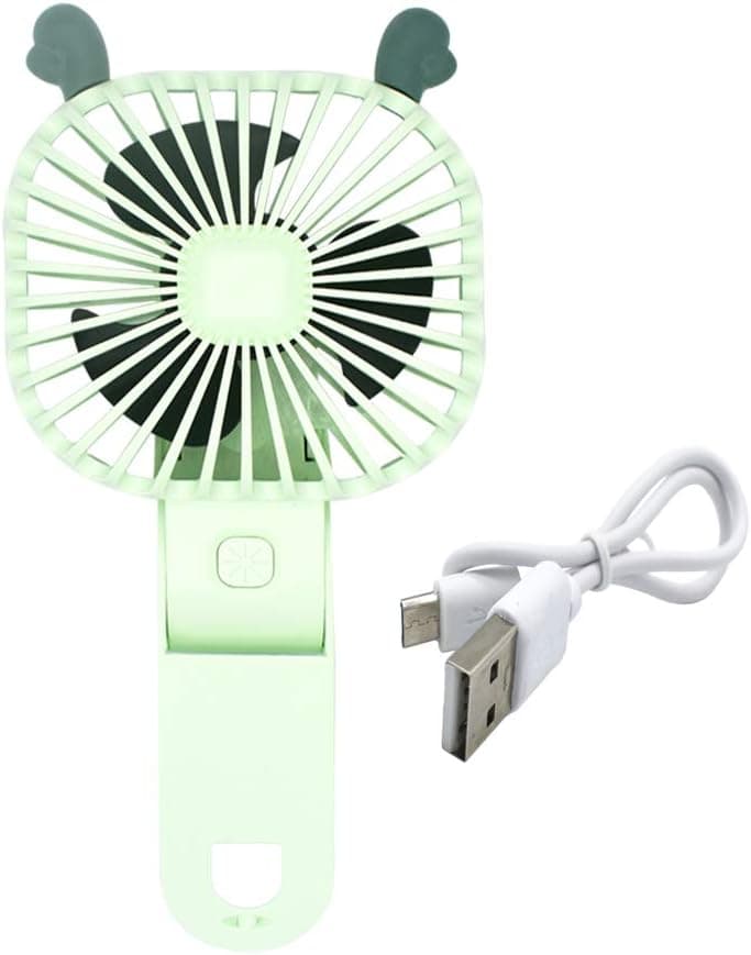 Bytiyar Hand Fan Mini SUB Rechargeable Powered Foldable Personal Fan with 3 Fan Blades Summer Gift Light Green