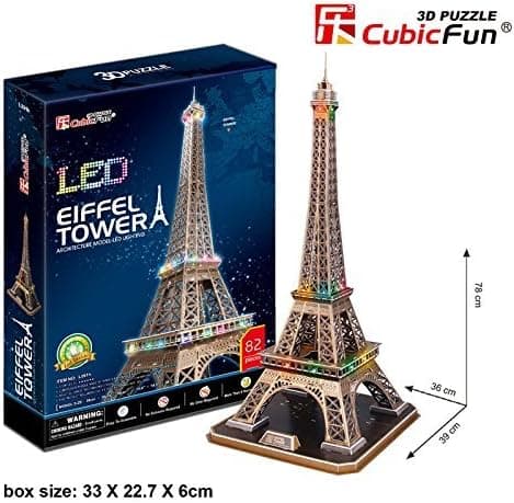CubicFun LED 3D Puzzle 82 Pieces: Eiffel Tower