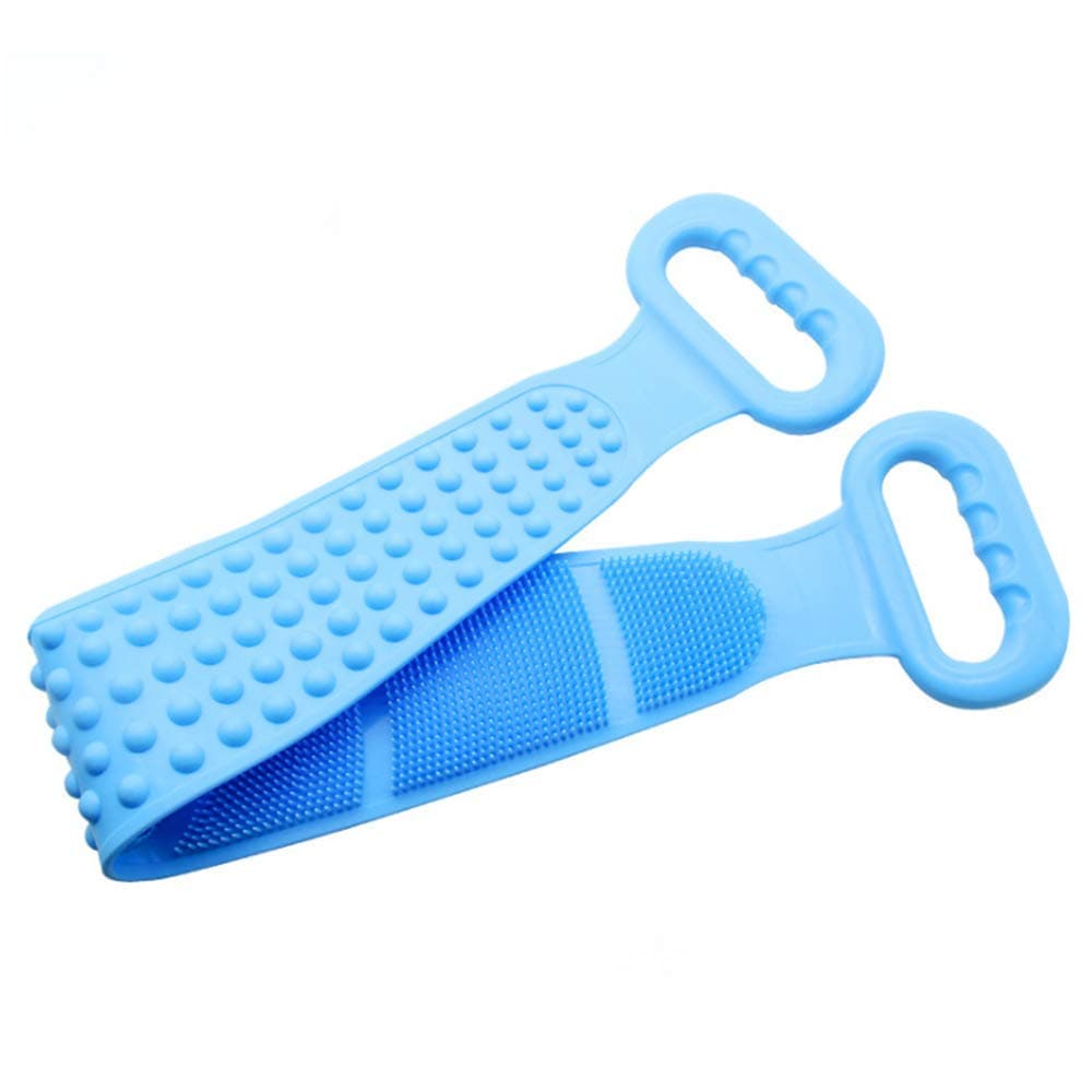 Johiux Silicone Bath Body Brush, Bath Exfoliating Silicone Body Back Scrubber, Body Wash Silicone Body Scrubber Easy to Clean 72cm. (Blue)