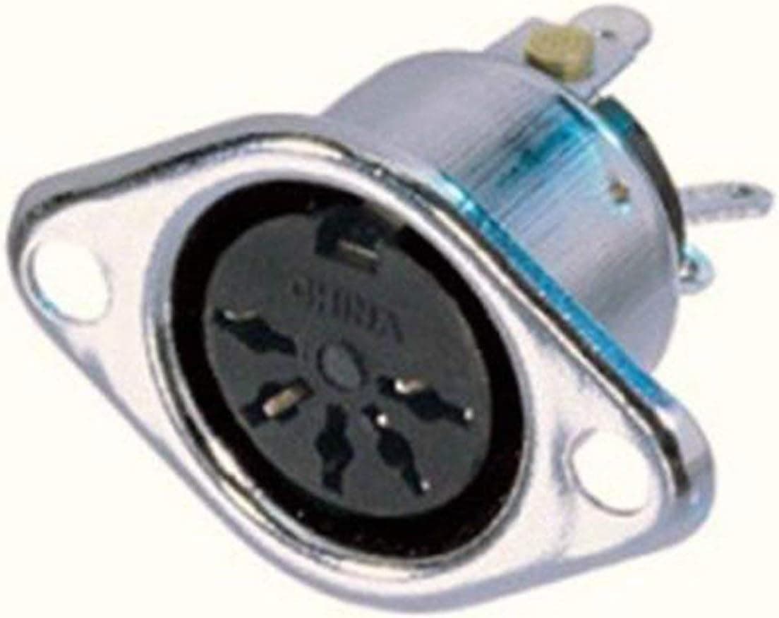 (One) Neutrik Rean NYS325 5 Pin DIN Female Panel Chassis Connector in Nickel