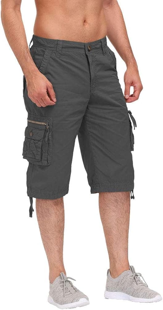 ESTRIVER Men’s Long Cargo Shorts Durable Cotton Work Shorts with Multi Pockets