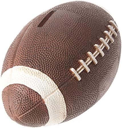 Paradise Treasure Trove Brown White Football Coin Piggy Bank Sports Stitching