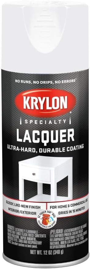 Krylon K07031777 Gloss White Lacquer Spray, 12 oz.
