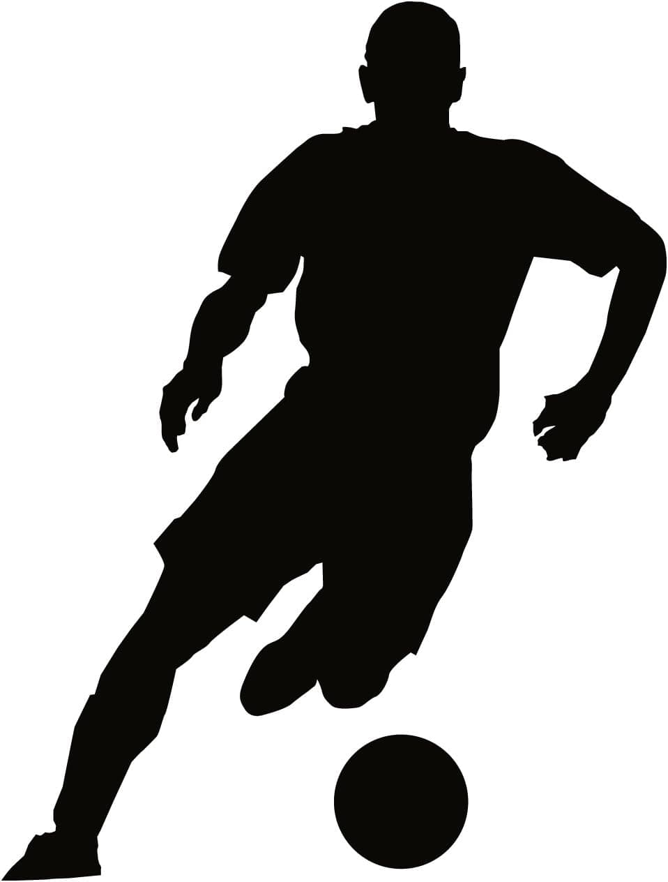 Soccer Wall Decal Sticker - 12 in. Soccer Player Silhouette Decoration Mural Art (Black Vinyl)