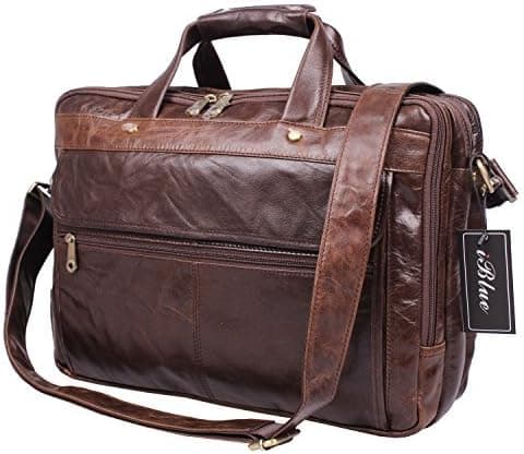 Iblue Men's Vintage Leather 16 in Laptop Computer Messenger Bags#7146c