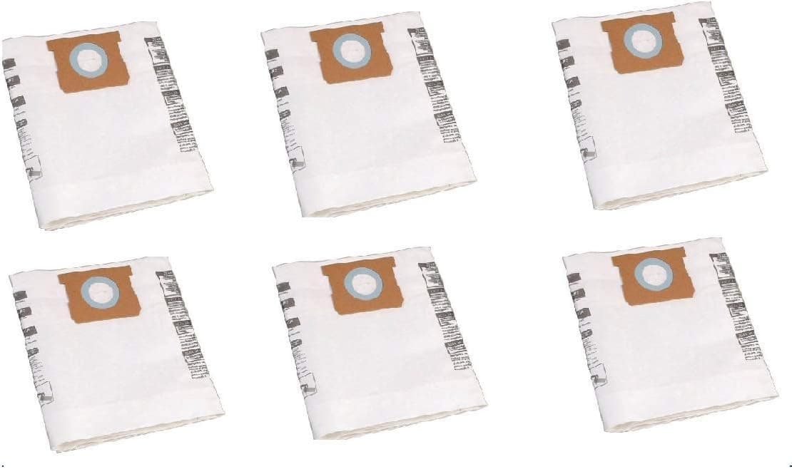 Shop Vac 5-8 Gallon Bags 6pk | Shop-Vac # 9066100 Type E | For use with Shop-Vac 5-8 Gallon Tanks with Side Inlet by DVC Products