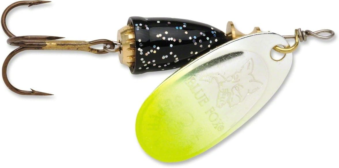 Blue Fox Classic Vibrax Spinner, 1/4-Ounce, Chartreuse Tipped Silver Flake