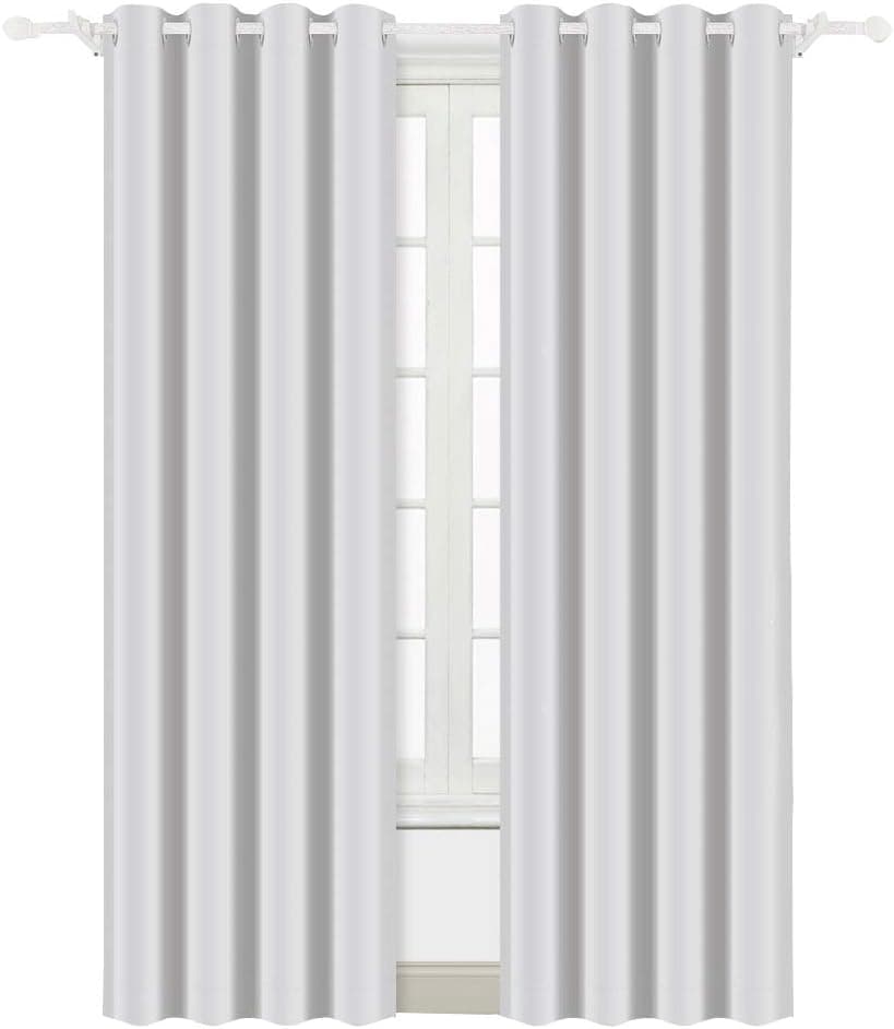 BEST DREAMCITY Blackout Grommet Triple Weave Microfiber Curtains for Bedroom (Greyish White, W52 x L84,Set of 2)