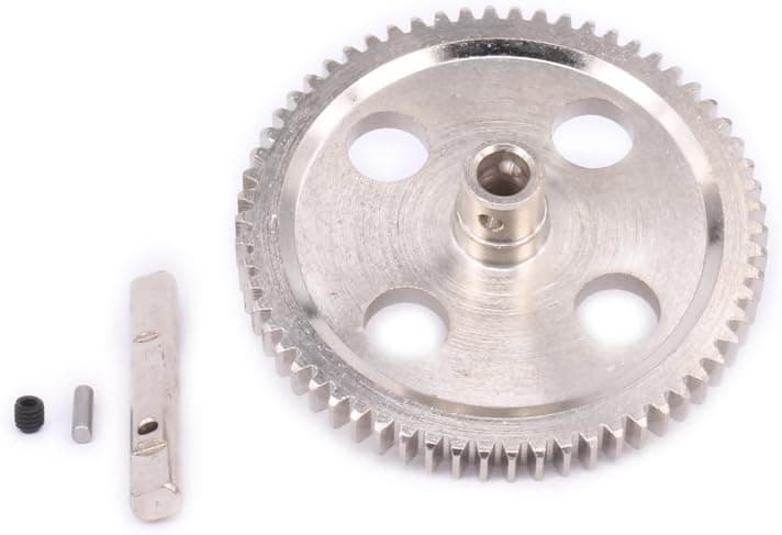 RC Metal Steel Differential Center Gear 62T CNC Machined 0015 for 1/12 Wltoys 12428 12628 12423 Short Course Buggy Off-Road Car Upgrades Parts (Silver)