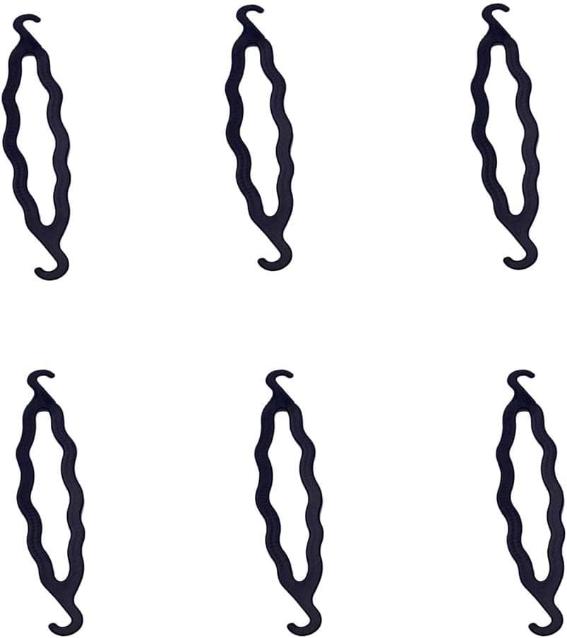 6PCS Black Plastic Hair Styling Tool Donut Bun Former Maker Hairdressing Accessories Hair Curler Hair Twist Braid for Women Girls