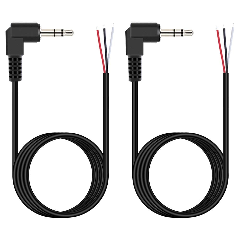 Fancasee (2 Pack 6 ft Replacement 3.5mm 90 Degree Right Angle Male Plug to Bare Wire Open End TRS 3 Pole Stereo 1/8" 3.5mm Plug Jack Connector Audio Cable for Headphone Headset Earphone Cable Repair