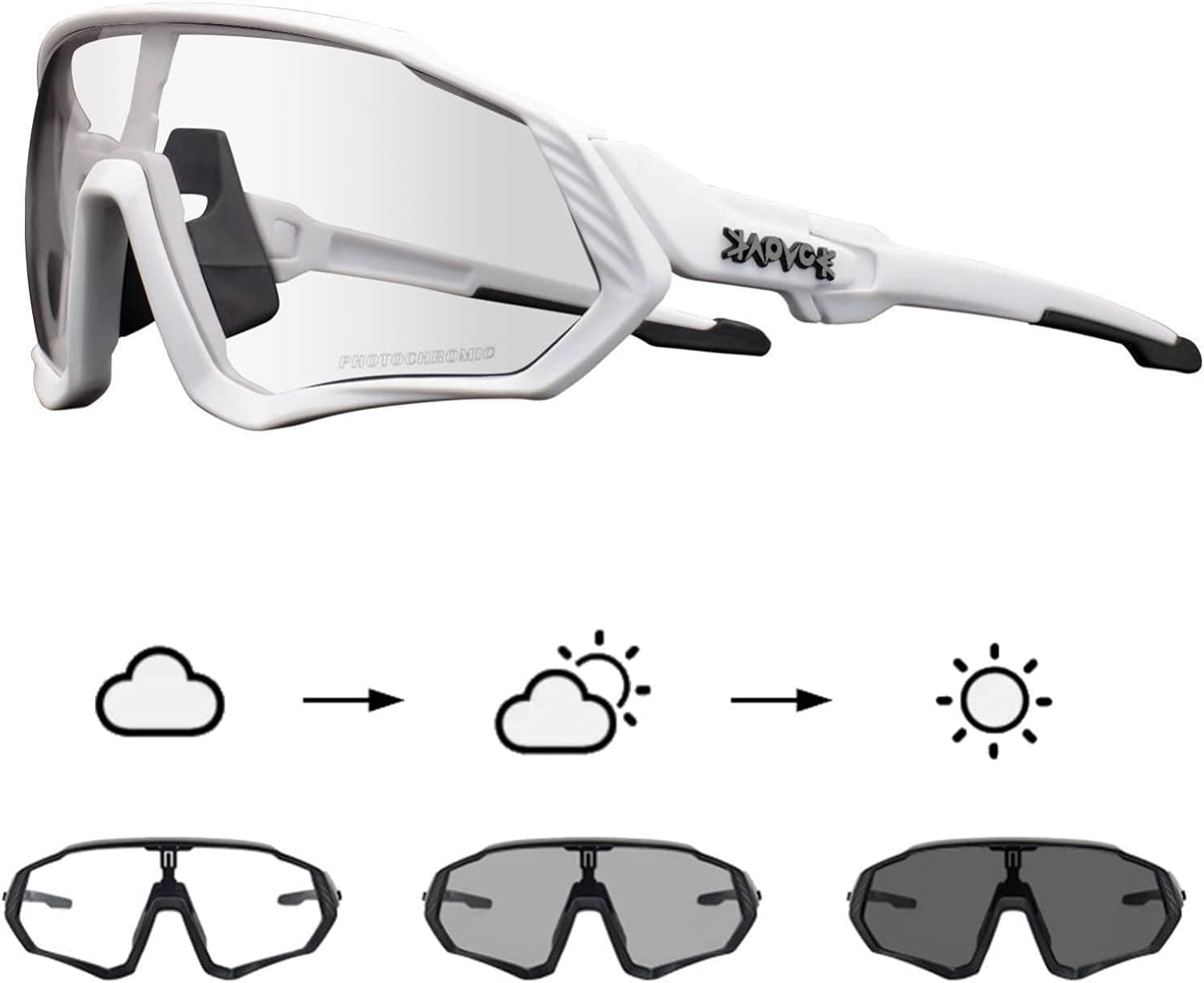KAPVOE Photochromic Cycling Glasses Men Women Mountain Bike Sunglasses Clear MTB Bicycle Riding
