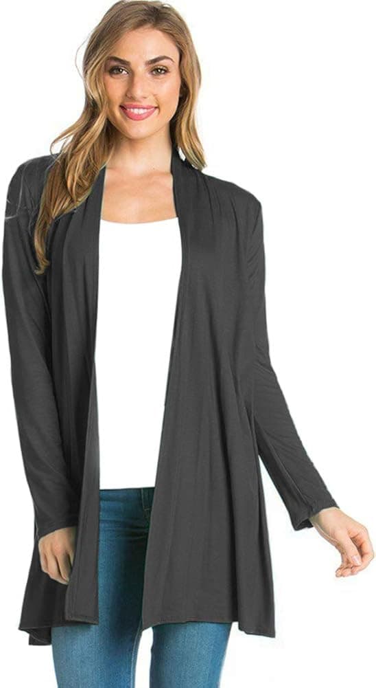 12 Ami Longline Long Sleeve Open Cardigan (S-3X) - Made in USA